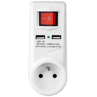 Vayox Rozgałęźnik Elektryczny VA0138 1 Gniazdo 2x USB Przełącznik Biały - Rozgałęźniki - miniaturka - grafika 1