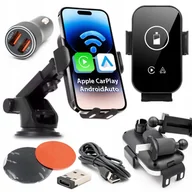 Uchwyty samochodowe do telefonów - Uchwyt Samochodowy Ładowarka Indukcyjna Moduł Android Auto Apple Carplay - miniaturka - grafika 1