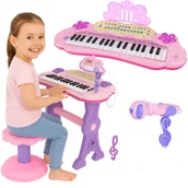 Instrumenty muzyczne dla dzieci - Keyboard dla Dzieci Pianino Organy Mikrofon Nagrywanie Stołek 37 Klawiszy - miniaturka - grafika 1