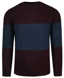Męski Sweter z Dzianiny Bawełnianej - Colosseo - Melanż Bordo i Granat - Swetry męskie - miniaturka - grafika 1