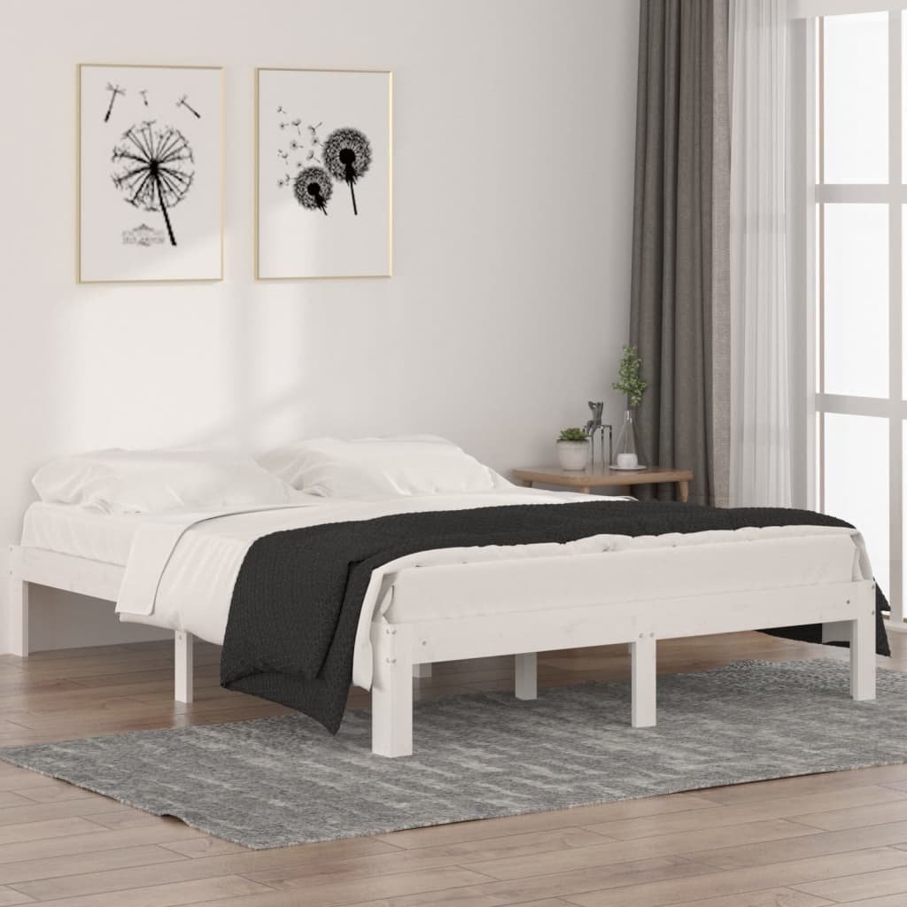 Łóżko z litego drewna sosna biała 140x190 cm