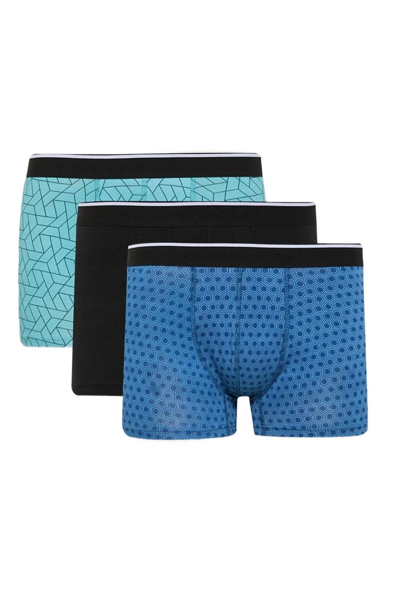 DEFACTO BOKSERKI MĘSKIE Z NADRUKIEM GEOMETRYCZNYM KOMPLET 3 SZTUK L 5DA