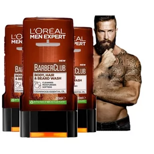 Loreal Men Barber Club, Żel pod prysznic, 3x300ml - Żele pod prysznic dla mężczyzn - miniaturka - grafika 1