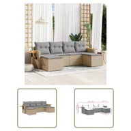 Meble ogrodowe - The Living Store 6-cz. zestaw mebli ogrodowych z poduszkami - beżowy - polirattan - Sofa Ogrodowa - miniaturka - grafika 1