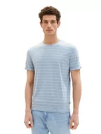 Koszulki męskie - TOM TAILOR Męski T-shirt 1037992, 32471-Blue White Inject Stripe, L, 32471 – niebiesko-biały Inject Stripe, L - miniaturka - grafika 1