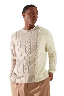 Trendyol Męska bluza z okrągłym dekoltem, wąska bluza z dzianiny, beżowa, S, BEŻOWY, S - Bluzy męskie - miniaturka - grafika 1