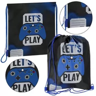 Pokrowce na ubrania - Let's Play Czarno-niebieski worek na buty, worek szkolny na ramię PAD 39x33 cm STARPAK - miniaturka - grafika 1