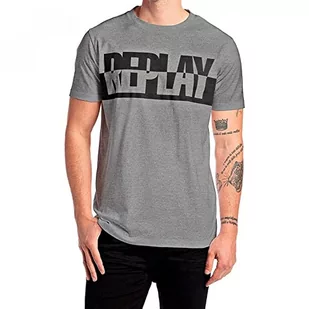 Replay Męski T-shirt M6308, M02 szary melanż, XS - Koszulki męskie - miniaturka - grafika 1
