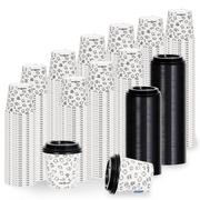 Naczynia i sztućce jednorazowe - vidaXL Papierowe kubki z pokrywkami 120 ml 1000 szt. biało-czarne 51612 - miniaturka - grafika 1