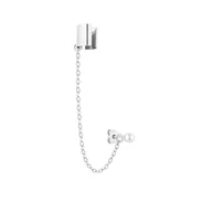 Kolczyki - Srebrna nausznica z łańcuszkiem i perełką SWAROVSKI® CRYSTAL - miniaturka - grafika 1