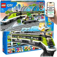 Klocki - DUŻY ZESTAW LEGO City Ekspresowy pociąg pasażerski z reflektorami, wagonem restauracyjnym i pasażerskim • 86 cm długości Lego Dla Wnuczka Syna Chłop.. - miniaturka - grafika 1