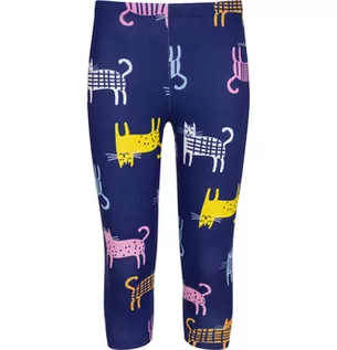 Spodnie i spodenki dla dziewczynek - Legginsy 3/4 dla dziewczynki, w kolorowe koty, granatowe, 9-13 lat - grafika 1