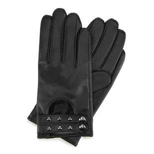 Damskie rękawiczki ze skóry z nitami - Rękawiczki - miniaturka - grafika 1