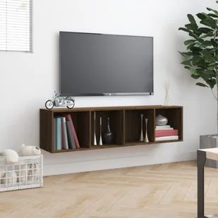 Lumarko Regał na książki pod TV, brązowy dąb, 143x30x36 cm - Półki do salonu - miniaturka - grafika 5