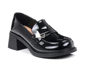 Półbuty damskie - Półbuty damskie czarne na obcasie skórzane Loretta Vitale W2439203A -38 - miniaturka - grafika 1