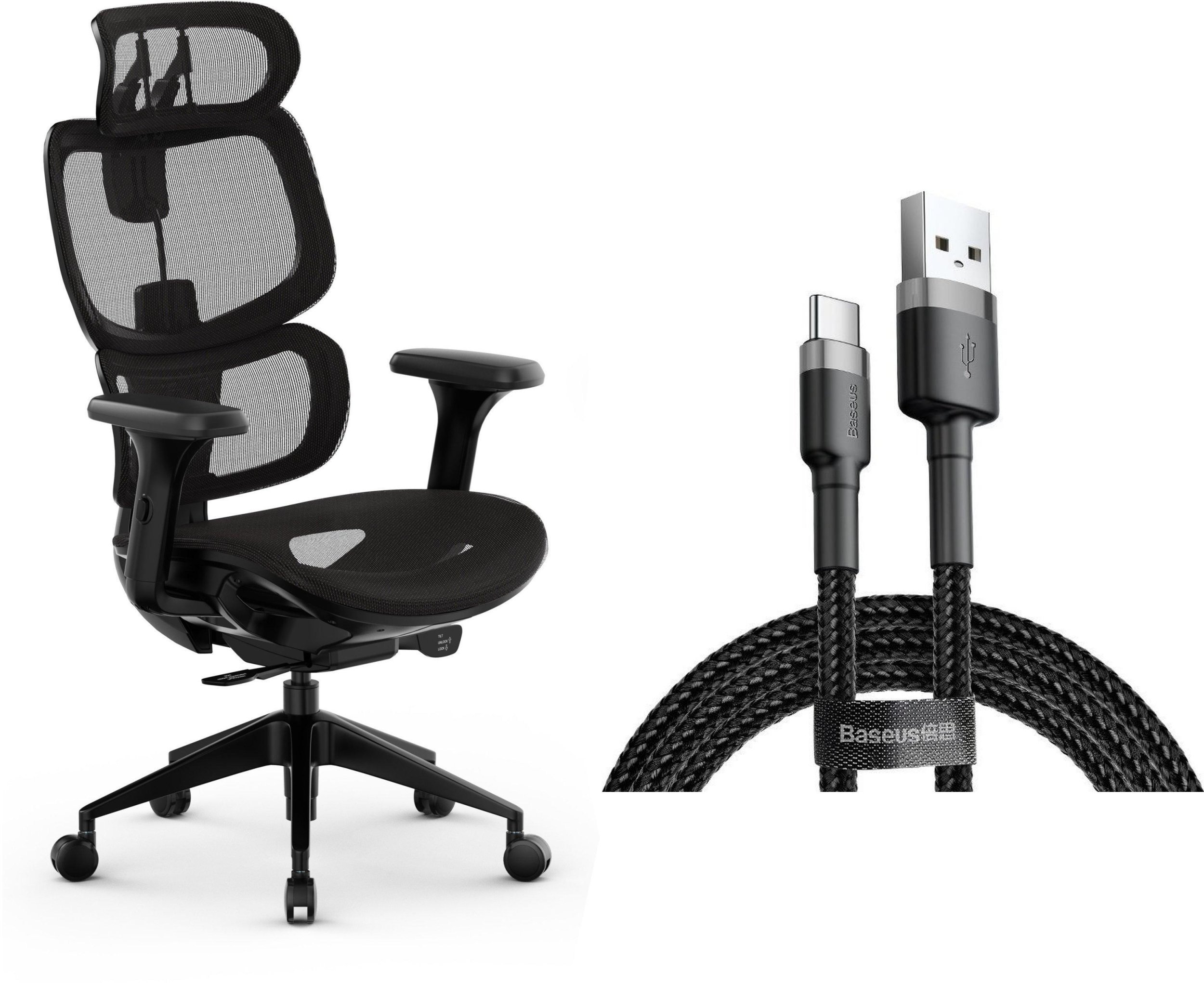 Krzesło biurowe SENSE7 NOBU black + kabel usb