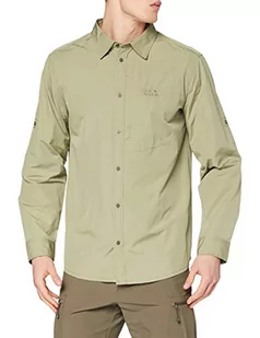 Jack Wolfskin Męska koszula Lakeside Roll-up zielony khaki M - Koszule męskie - miniaturka - grafika 1