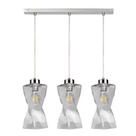 Lampy sufitowe - Lampa wisząca 3-punktowa, Twist, 52x10x110 cm, chrom, transparentny - miniaturka - grafika 1