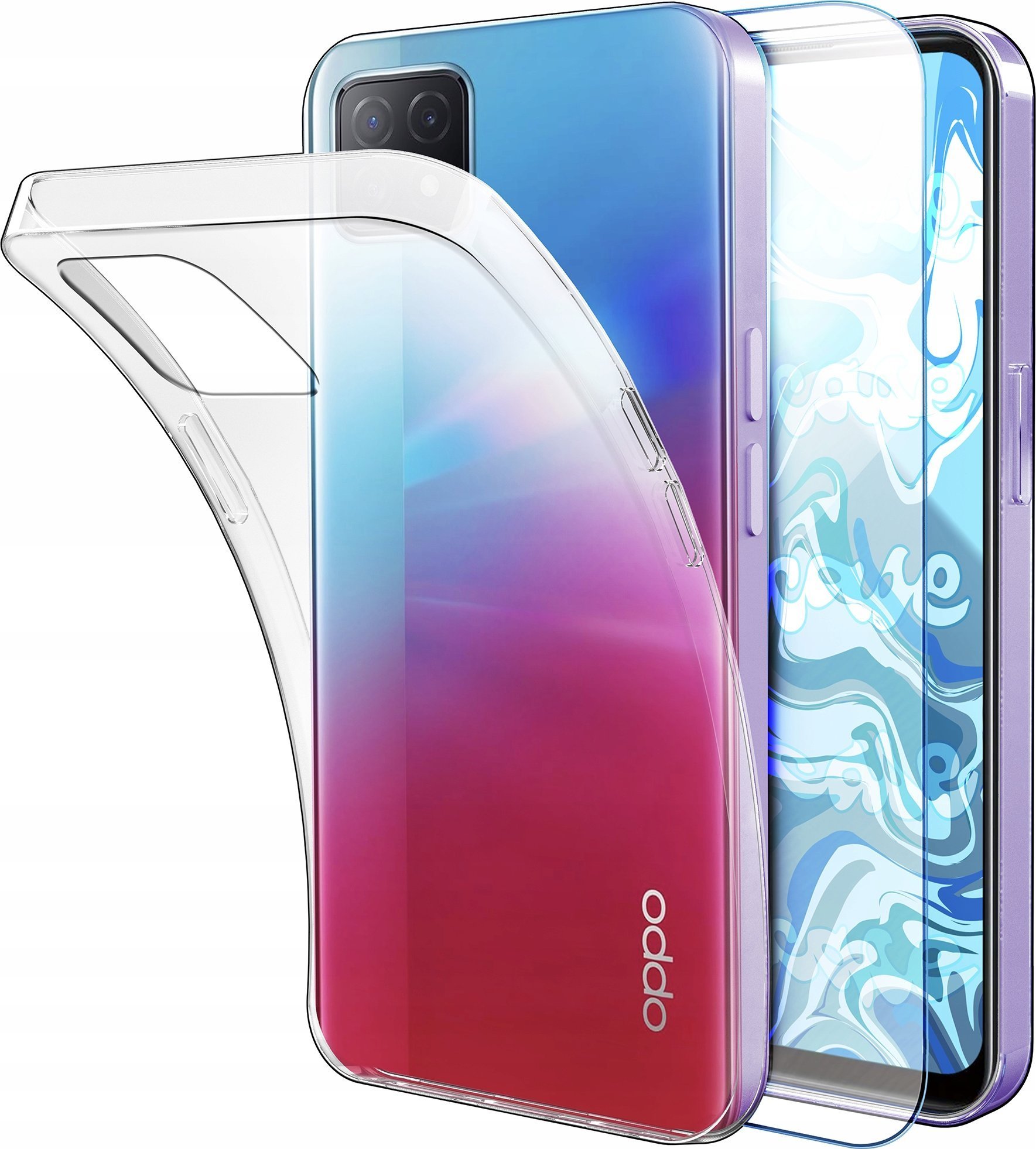 Etui Do Oppo A73 Przezroczyste, Silikonowe, Ochronne, Case Szkło 9H