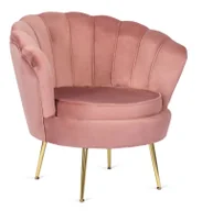 Fotele - Różowy welurowy fotel glamour do salonu Glop - miniaturka - grafika 1