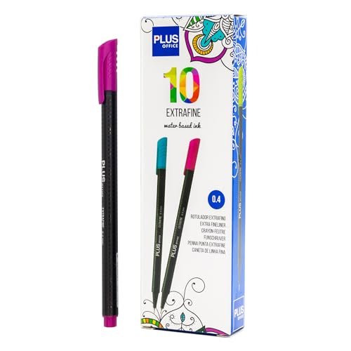 Plus Office 10 cienkich pisaków 0,4 mm, idealne do pisania, malowania i rysowania, długopisów szkolnych z cienką końcówką, kolorowy tusz na bazie wody (fioletowy)