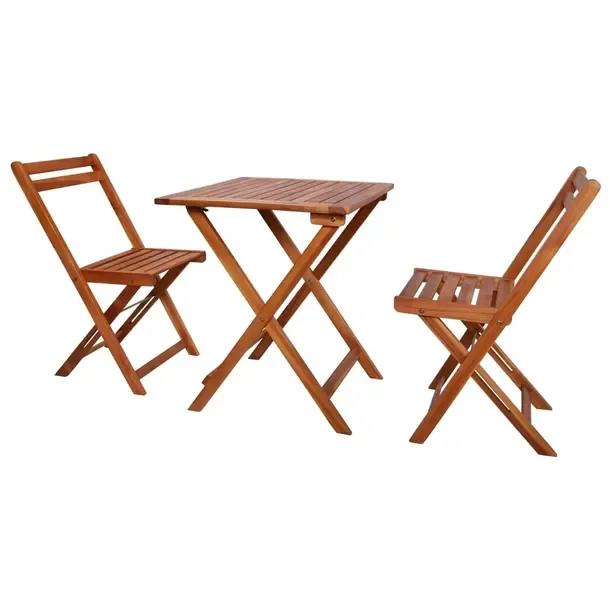 Zestaw Mebli Bistro z Litego Drewna Akacjowego, Stół 60x60x73 cm, Krzesł