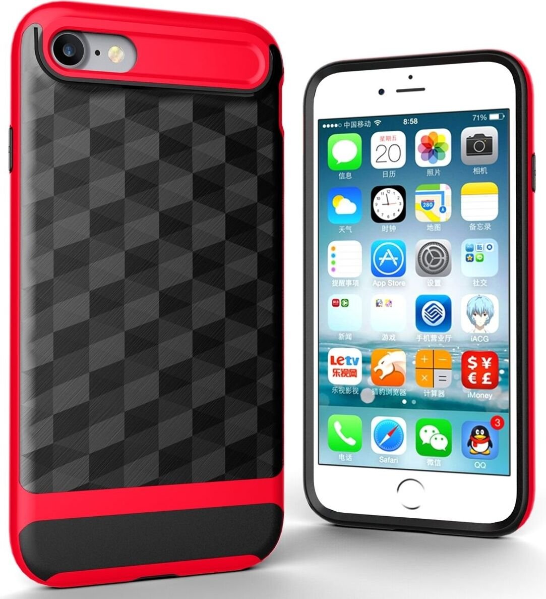 Etui na telefon komórkowy Apple iPhone 8 Backcover Case - Cover 3D Prisma Design Red