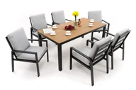 Meble ogrodowe - Zestaw mebli ogrodowych aluminiowe nowoczesne stół i krzesła ATOL grafitowo szare - miniaturka - grafika 1