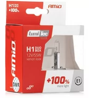 Żarówki samochodowe - AMiO Zestaw żarówek halogenowych H1 12V 55W LumiTec Silver +100% Duo Box AMI-01401 - miniaturka - grafika 1