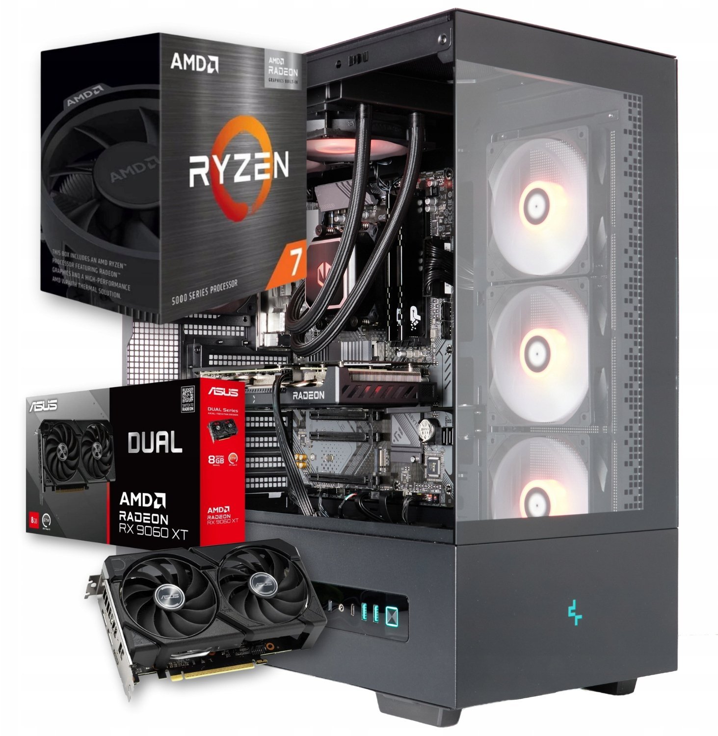 Komputer Better Side of Gaming Raptor V44 AMD Ryzen 7 AMD Radeon RX 9060 XT 32GB DDR4 1000GB SSD Windows 11