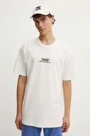 Koszulki męskie - Vans t-shirt bawełniany męski kolor beżowy z nadrukiem VN000HFFFS81 - miniaturka - grafika 1
