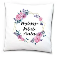 Gadżety dla niej i dla niego - Poduszka na Dzień Kobiet Najlepsza Kobieta-podaj imię - miniaturka - grafika 1