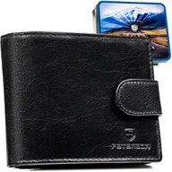 Portfele - Portfel skórzany męski klasyczny elegancki RFID na prezent czarny PETERSON - miniaturka - grafika 1