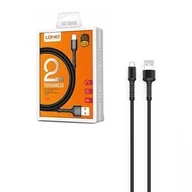 Kable USB - LDNIOWO LIGHTNING APPLE kabel USB 2M - czarny pasek - miniaturka - grafika 1