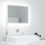 Lustra - vidaXL Lumarko Lustro łazienkowe z LED, białe na wysoki połysk, 60x8,5x37 cm 804921 - miniaturka - grafika 1