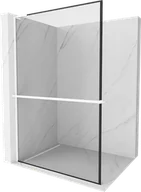 Ścianki i drzwi prysznicowe - Mexen Kioto+ L ścianka prysznicowa z półką Walk-in 90 x 200 cm, czarny wzór, biała - 800-090-123-20-70 - miniaturka - grafika 1