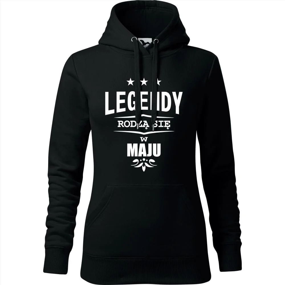 Damska Bluza Z Kapturem - Legendy Rodzą Się W Maju Czarny L