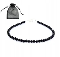 Bransoletki - Czarny Turmalin Bransoletka z Naturalnych Kamieni 2mm srebrne zapięcie 17cm - miniaturka - grafika 1