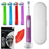 Szczoteczki do zębów - Szczoteczka Oral-b Junior Pro Fiolet + 4x końcówka zamienna EB-10A Color + etui białe - miniaturka - grafika 1