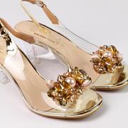 Sandały damskie - Złote silikonowe sandały damskie na szpilce, transparentne DiA X951 - miniaturka - grafika 1