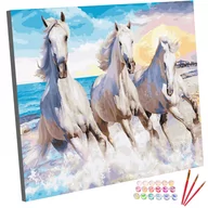 Malowanie po numerach - Zestaw do malowania po numerach, 40x50 cm, Konie Pośród Fal - miniaturka - grafika 1