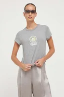 Koszulki sportowe damskie - Vans t-shirt damski kolor szary - miniaturka - grafika 1
