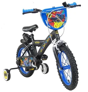 albri 14 cali, rower Batman, ze stabilizatorami bocznymi, butelką i niestandardową przednią tarczą. Made in Italy Dziecko, Czarny - Rowery - miniaturka - grafika 1
