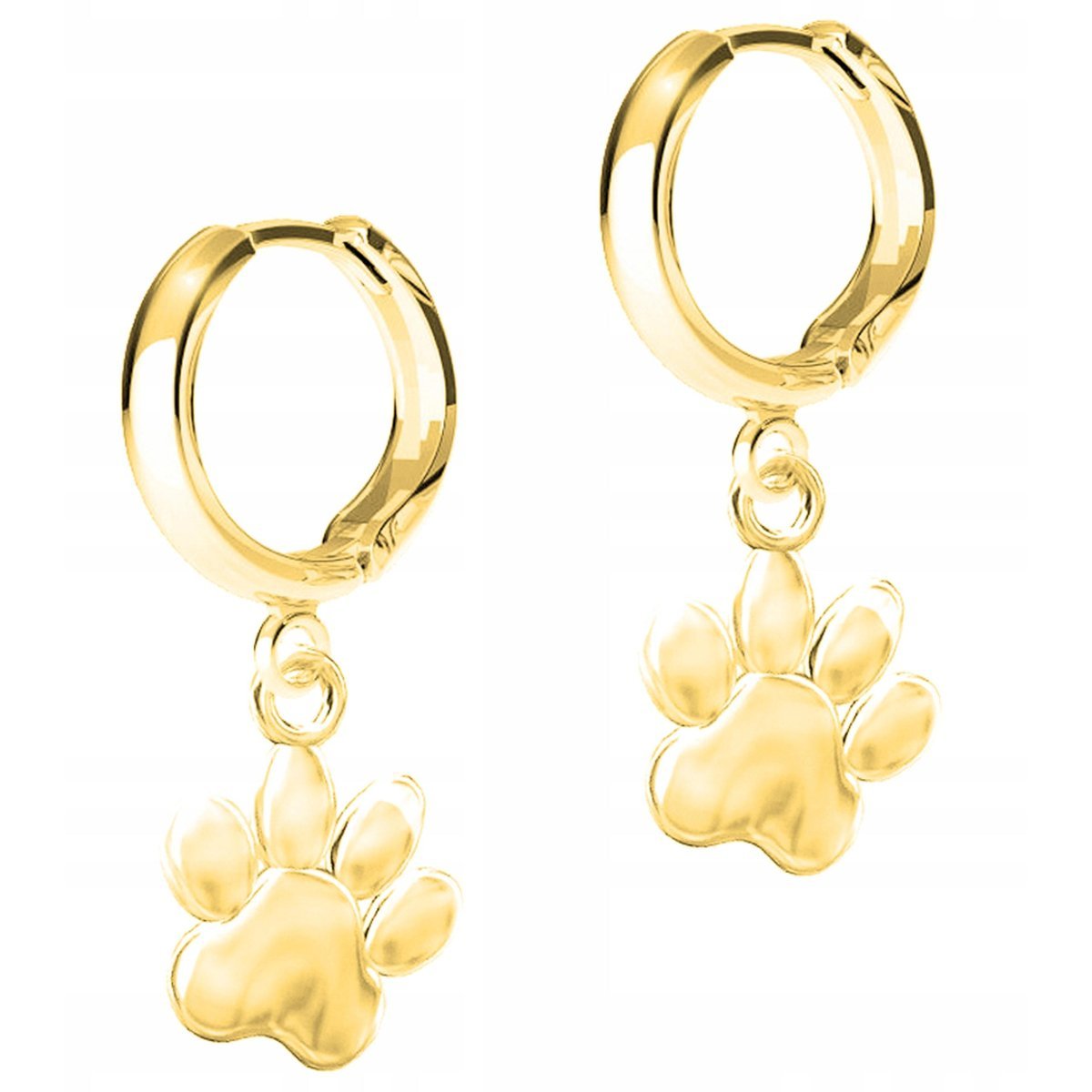 Złote Kolczyki Łapy Łapki Odciski Psa Kota Pies Kot Dog Cat SREBRO 925