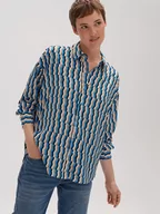 Bluzki damskie - OPUS Koszula "Folise" w kolorze niebieskim ze wzorem - miniaturka - grafika 1