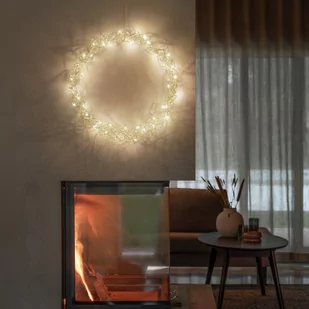 Wieniec metalowy LED IP20 srebrny Ø45cm plecionka - Ozdoby bożonarodzeniowe - miniaturka - grafika 1