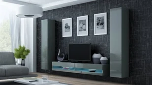 Cama Meble Zestaw VIGO NEW 4 szary/szary połysk - Meblościanki - miniaturka - grafika 1