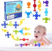 Zabawki do kąpieli - SILIKONOWE PRZYSSAWKI PUZZLE ZABAWKA PODRÓŻE DLA DZIECI DO WANNY 48 SZT - miniaturka - grafika 1