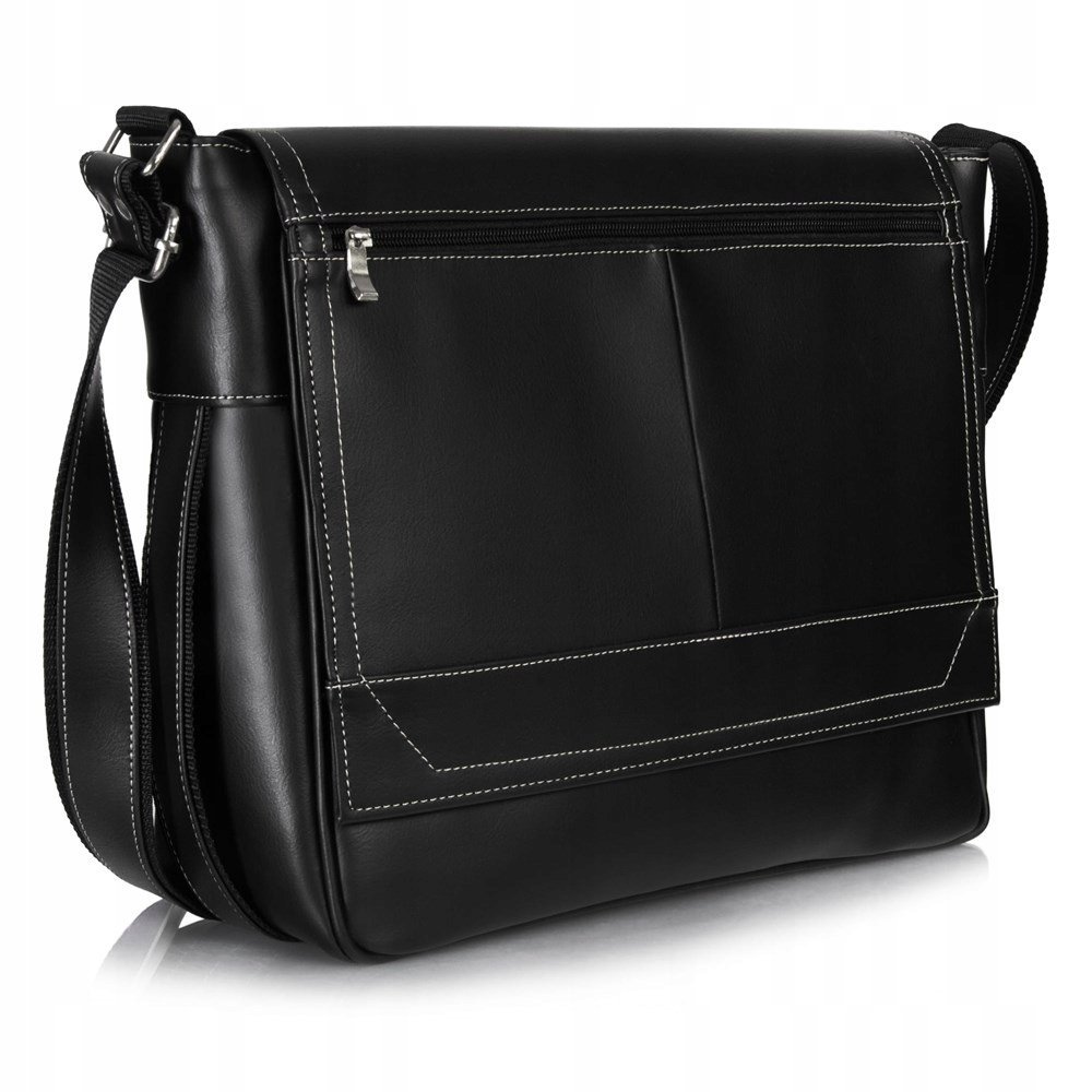 Torba męska na ramię listonoszka czarna ekoskóra - Tizano E2