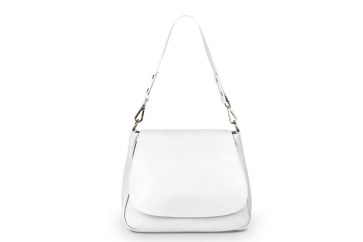 Torebka Skórzana Vera Pelle Dritto Biała